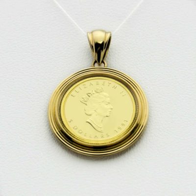 ペンダントトップK24メープルリーフ金貨1/10oz - k18コイン枠
